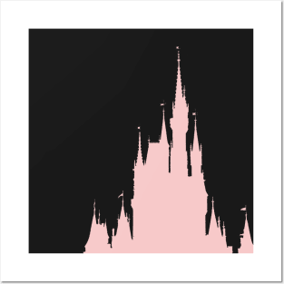 Castle Silhouette Millennial Pink Posters and Art